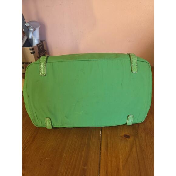 Kate Spade Apple Green Nylon And Leather Tote Bag Large Lots Of Storage - Picture 4 of 7